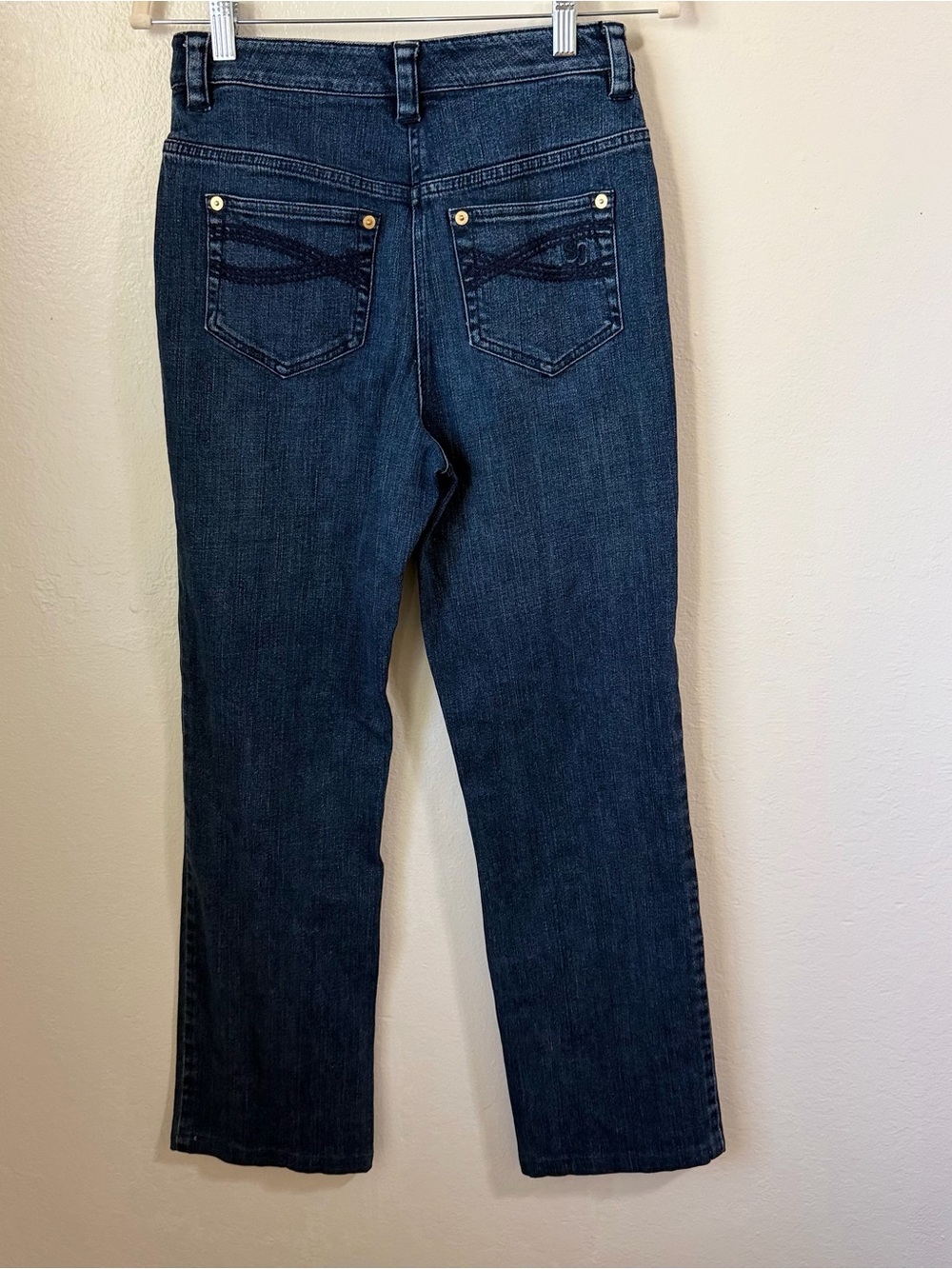 Vintage St. John Sport High Rise Straight Leg Blue Denim Jeans Size2 Gold Button - Picture 9 of 13